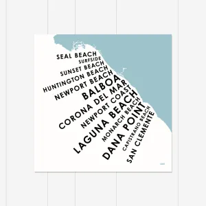 Orange County Beach Towns Print