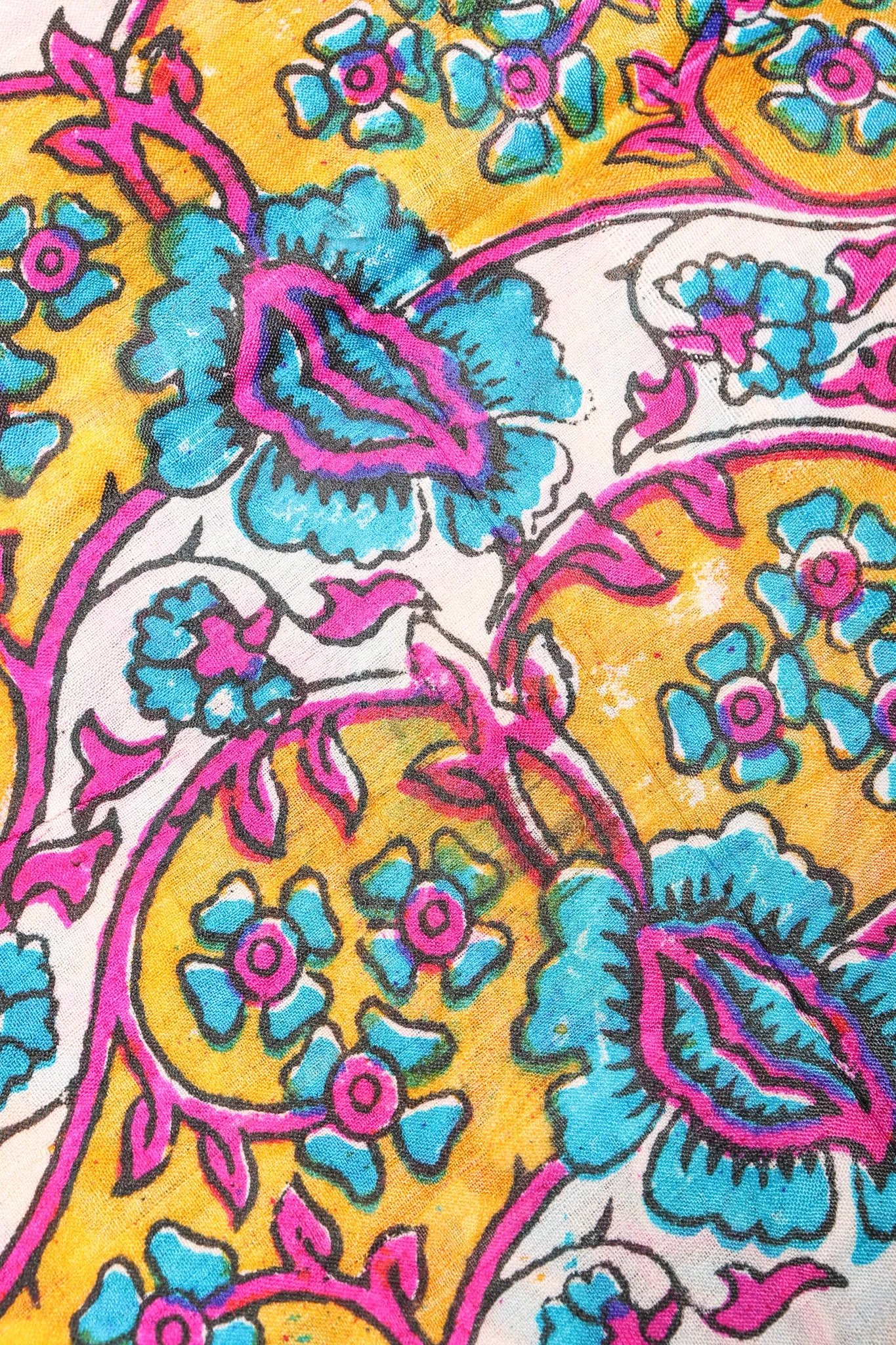Oversized Handblocked Indian Silk Shawl