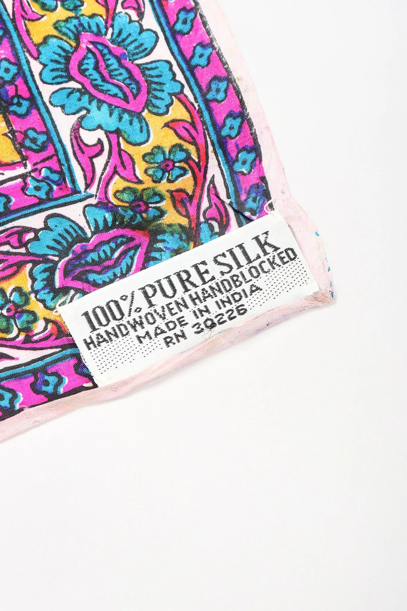 Oversized Handblocked Indian Silk Shawl