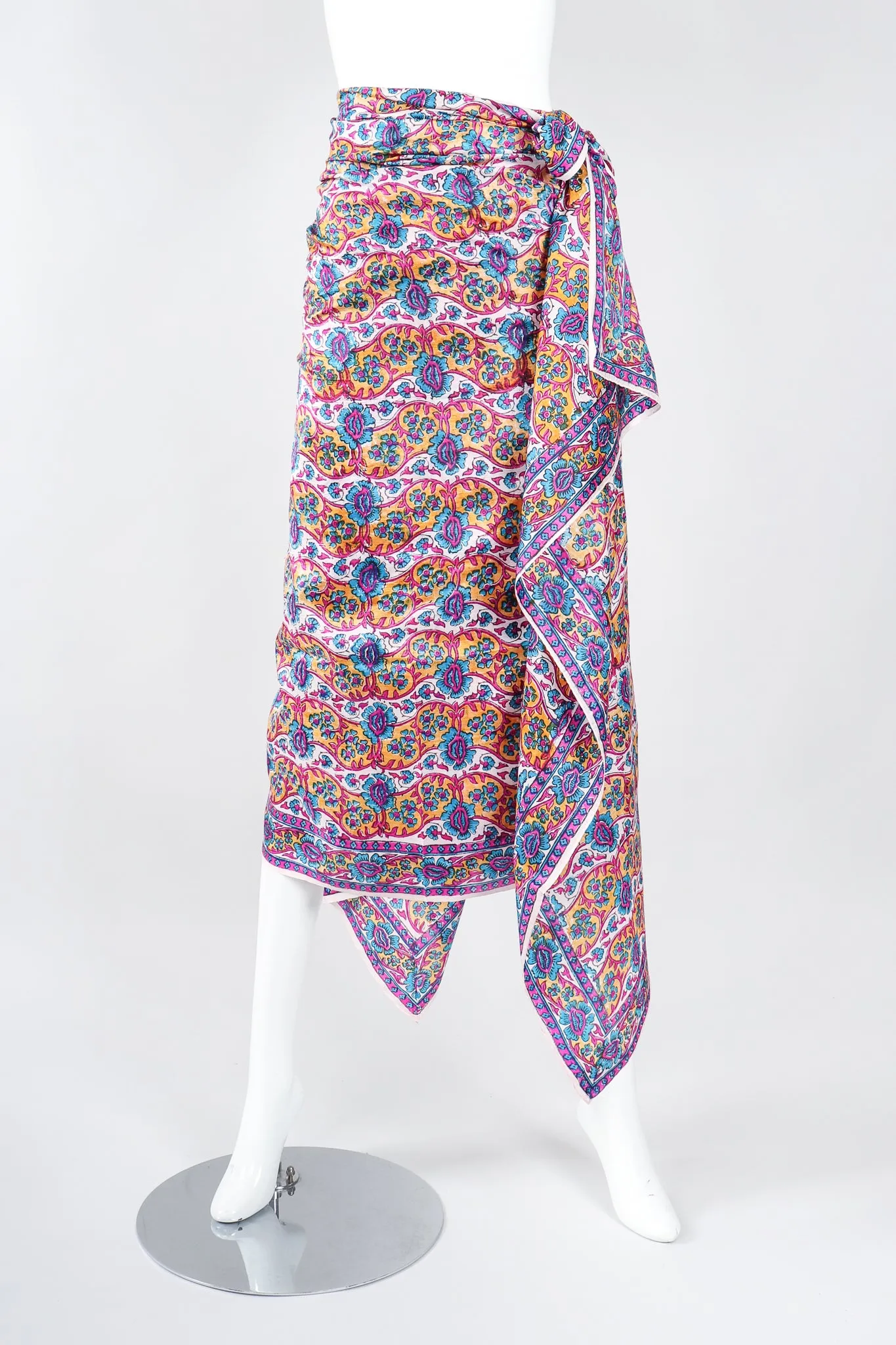 Oversized Handblocked Indian Silk Shawl