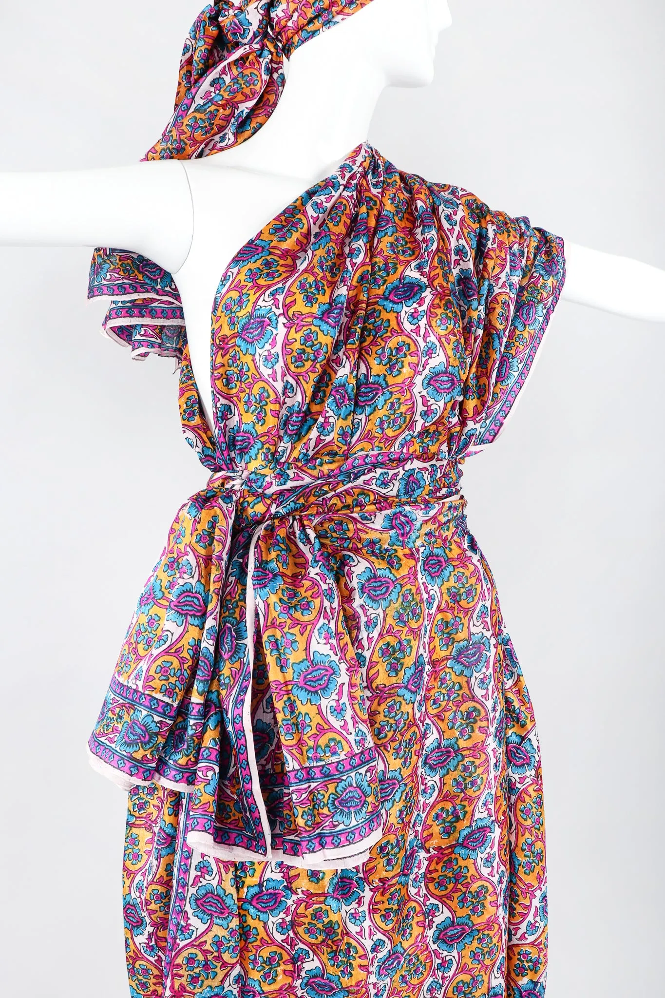 Oversized Handblocked Indian Silk Shawl
