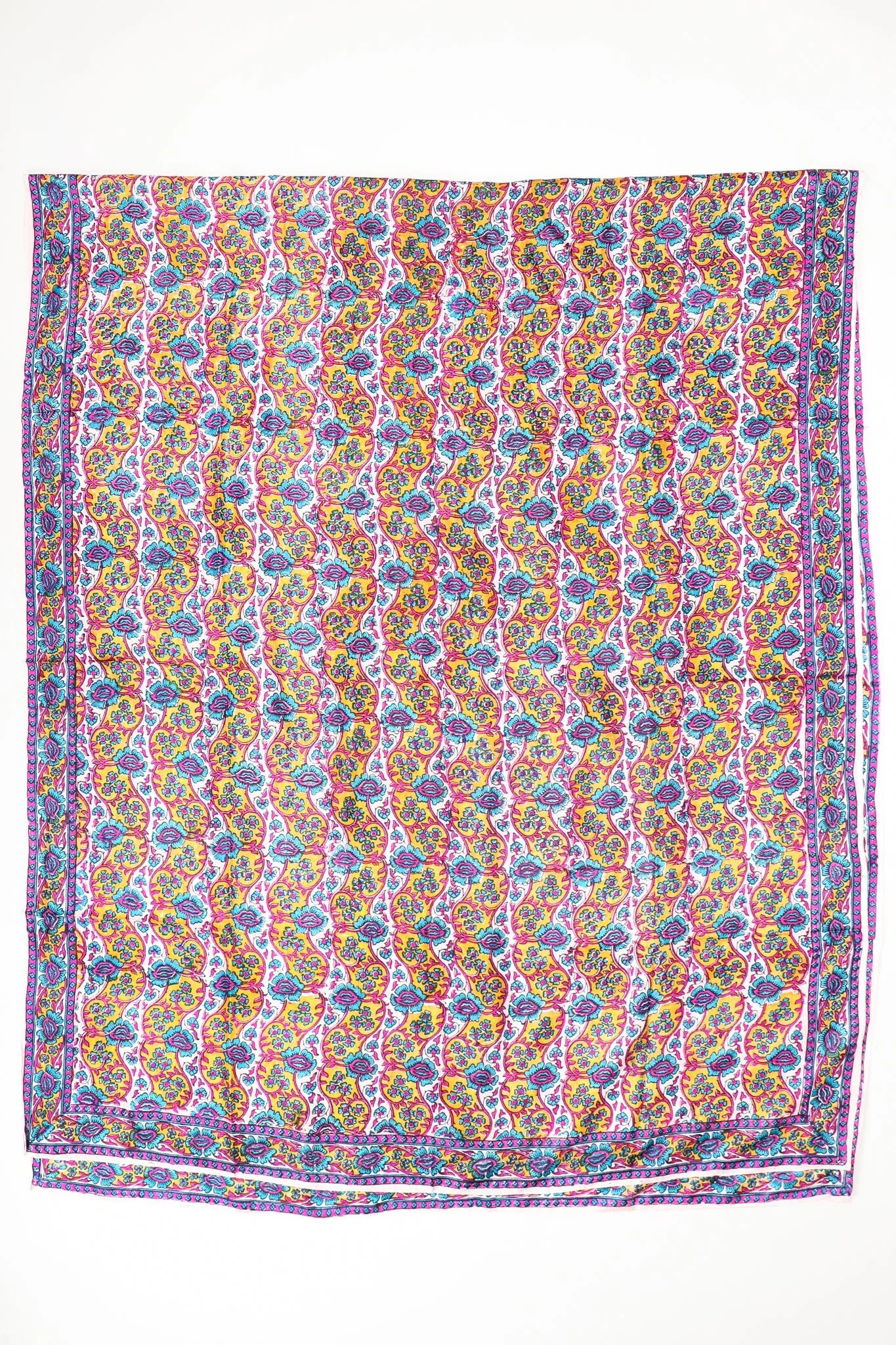 Oversized Handblocked Indian Silk Shawl