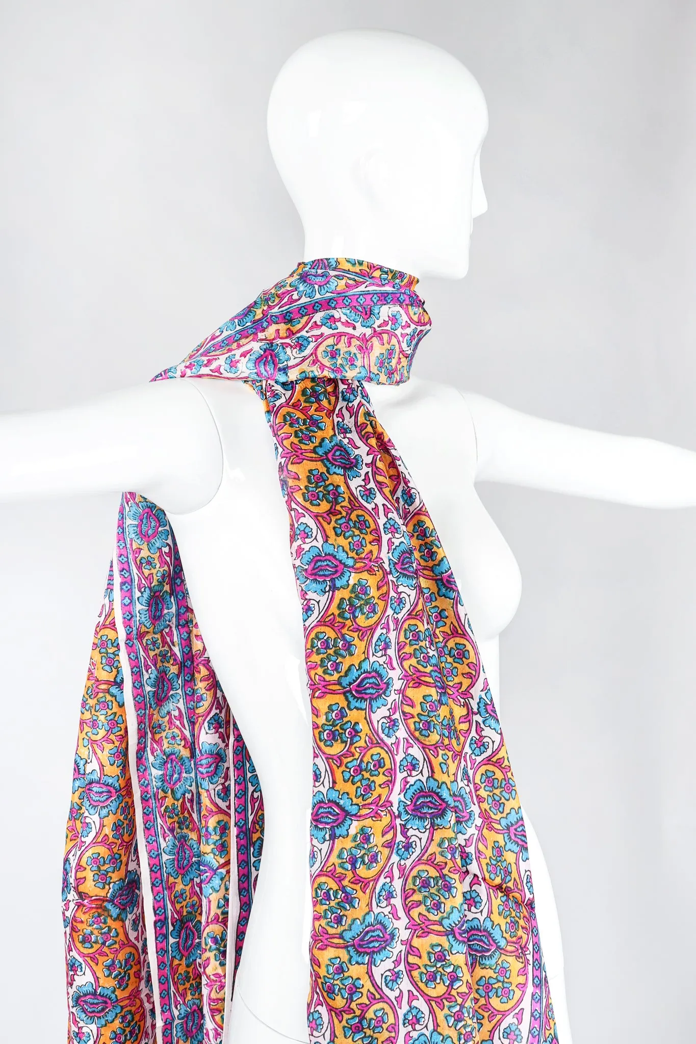 Oversized Handblocked Indian Silk Shawl
