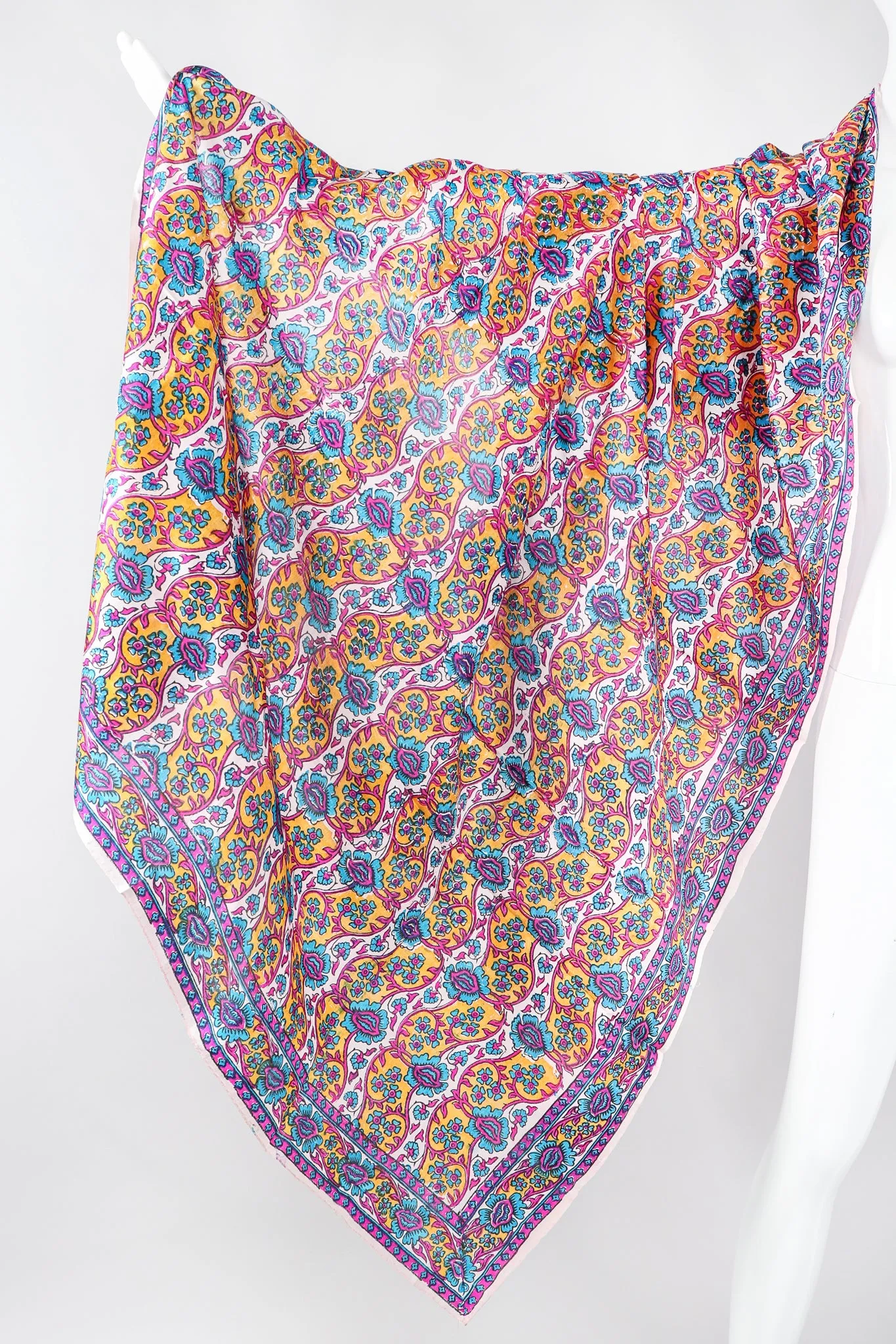 Oversized Handblocked Indian Silk Shawl