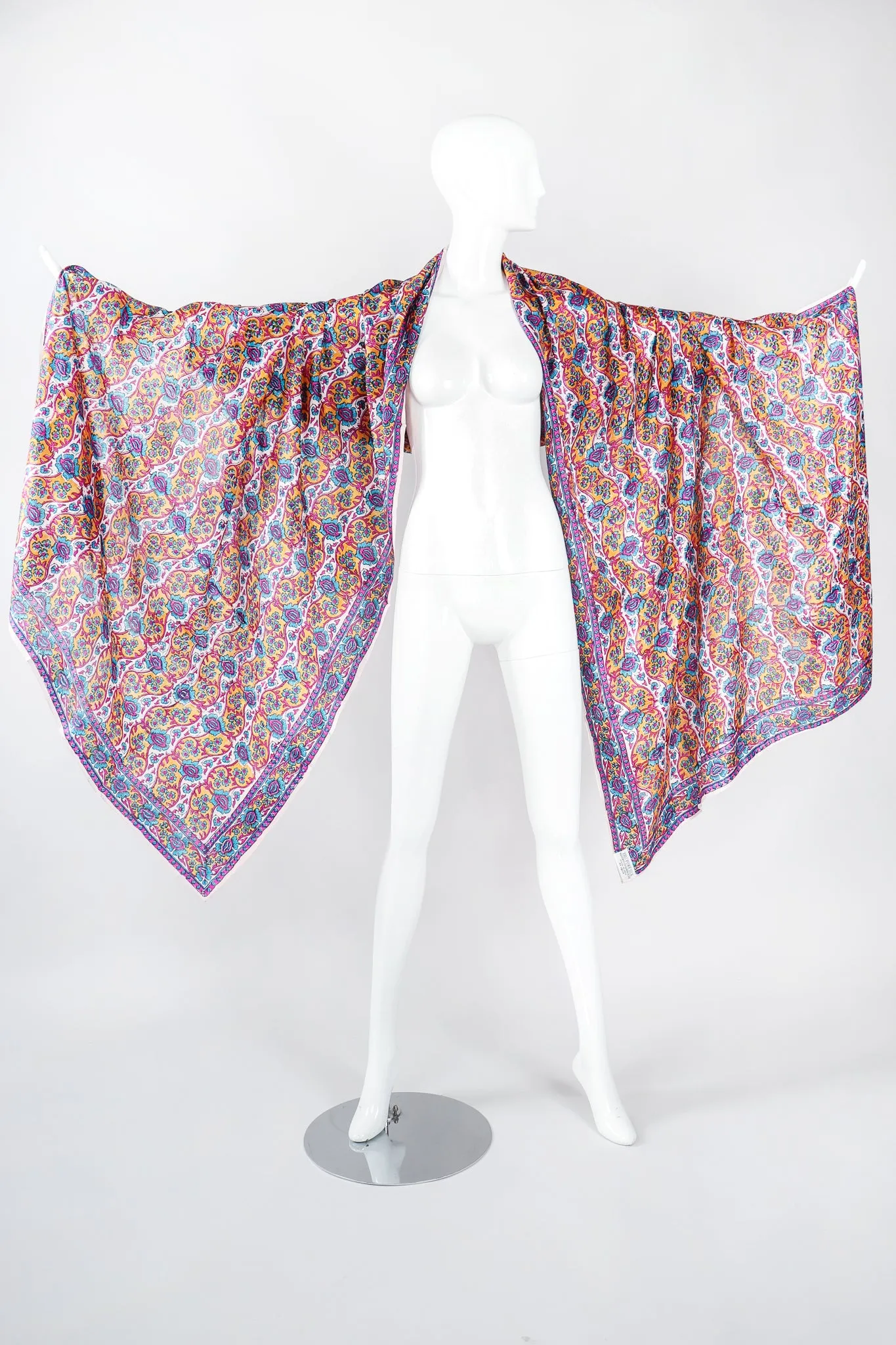Oversized Handblocked Indian Silk Shawl