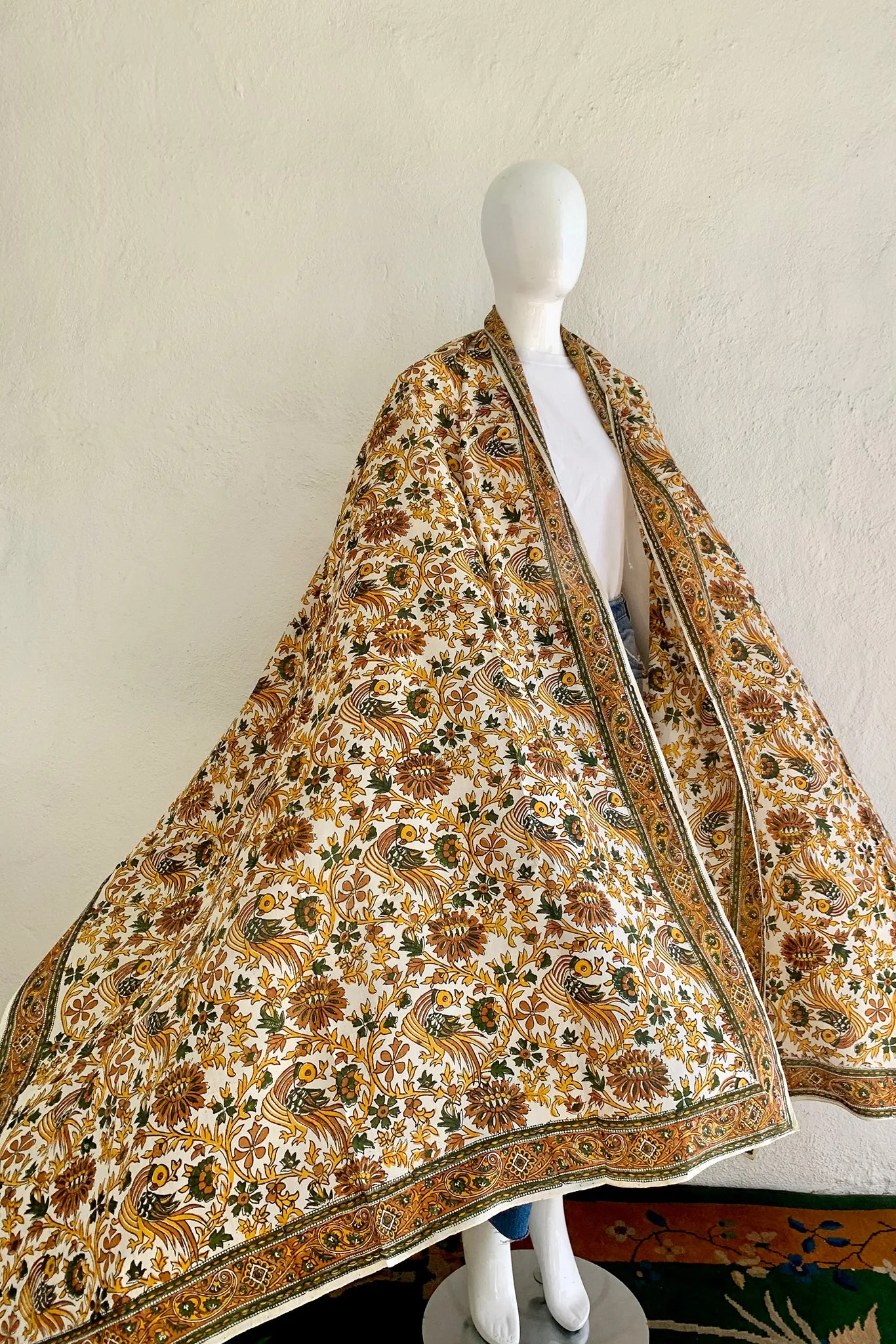 Oversized Handblocked Silk Shawl