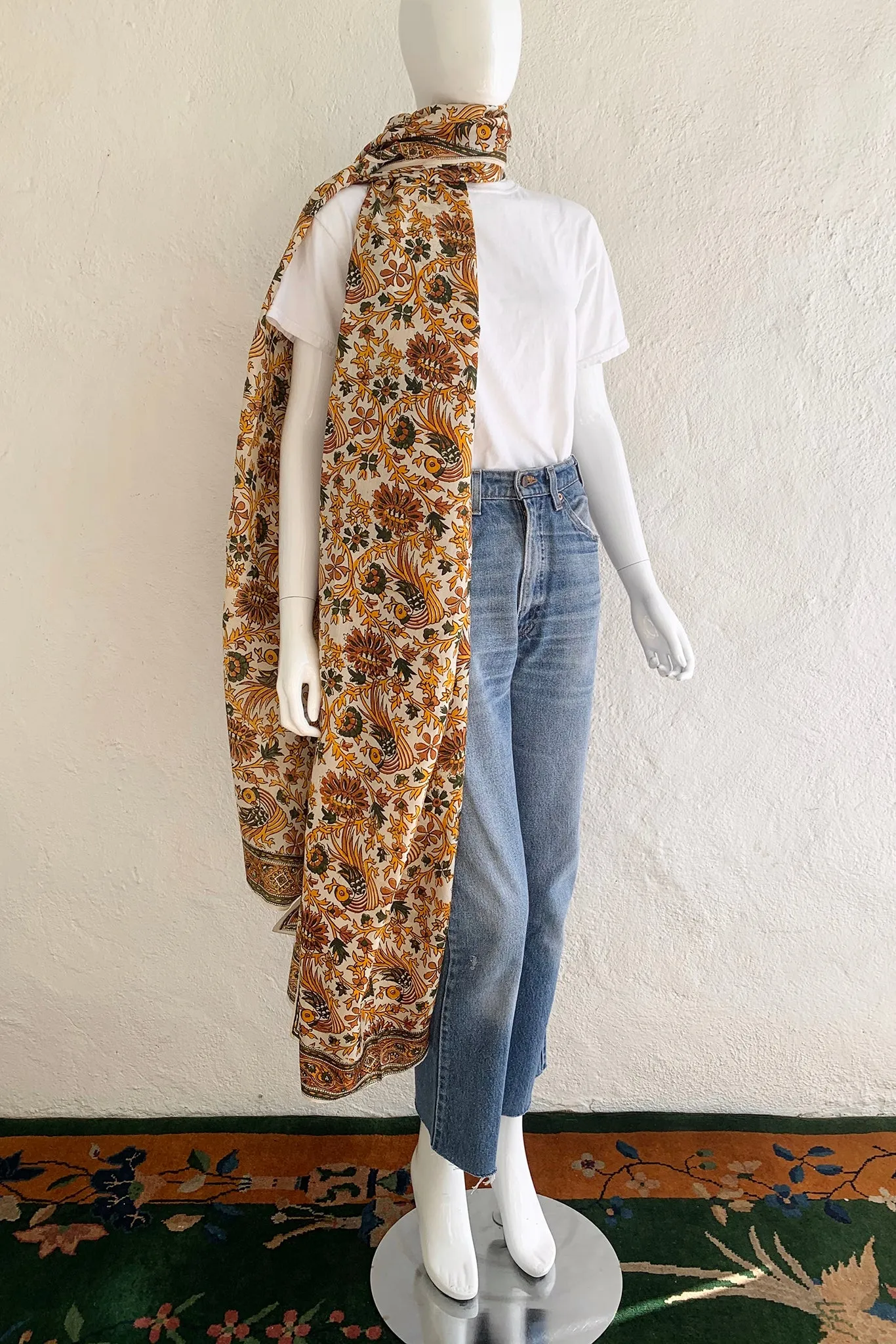 Oversized Handblocked Silk Shawl