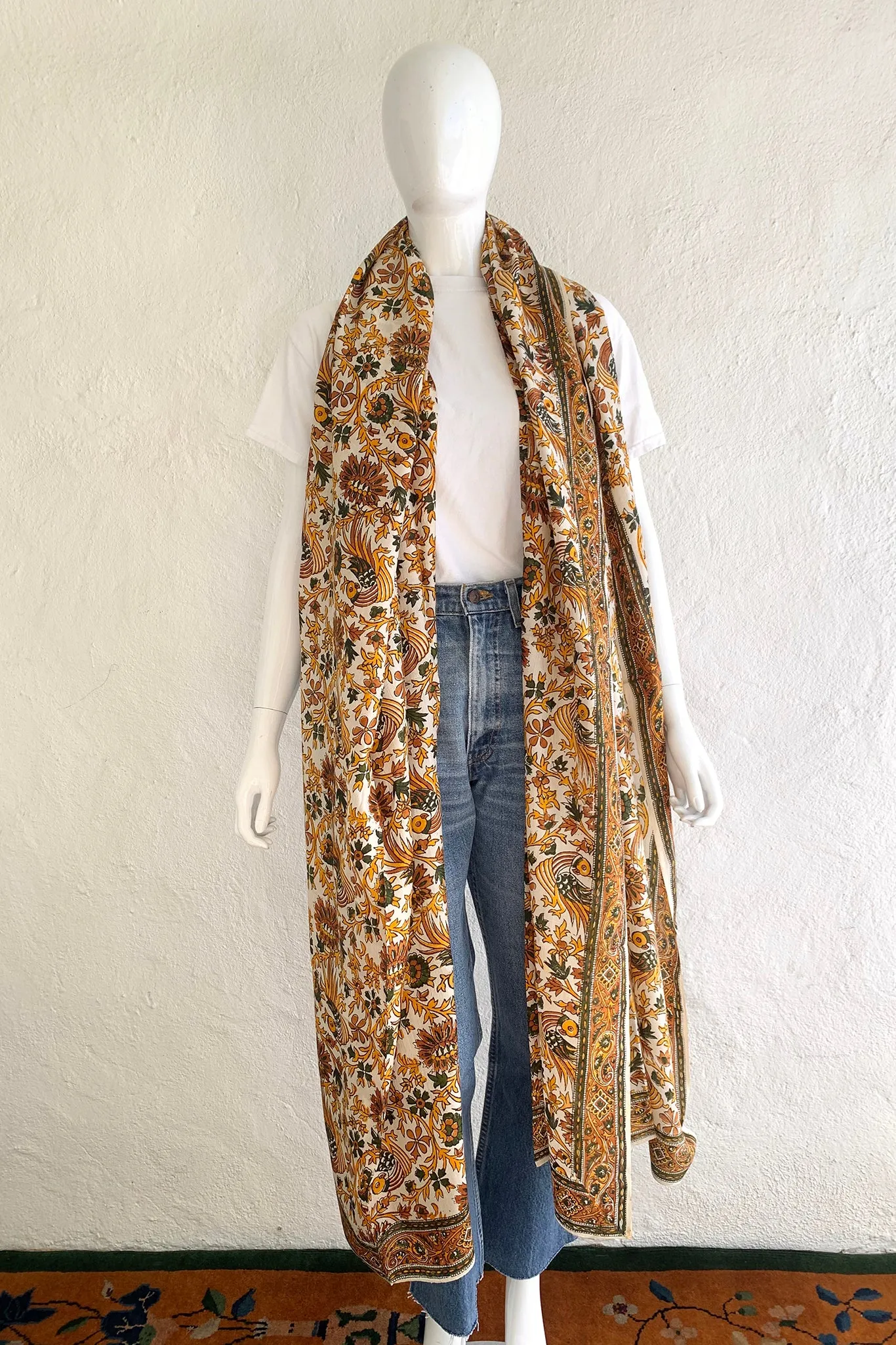 Oversized Handblocked Silk Shawl