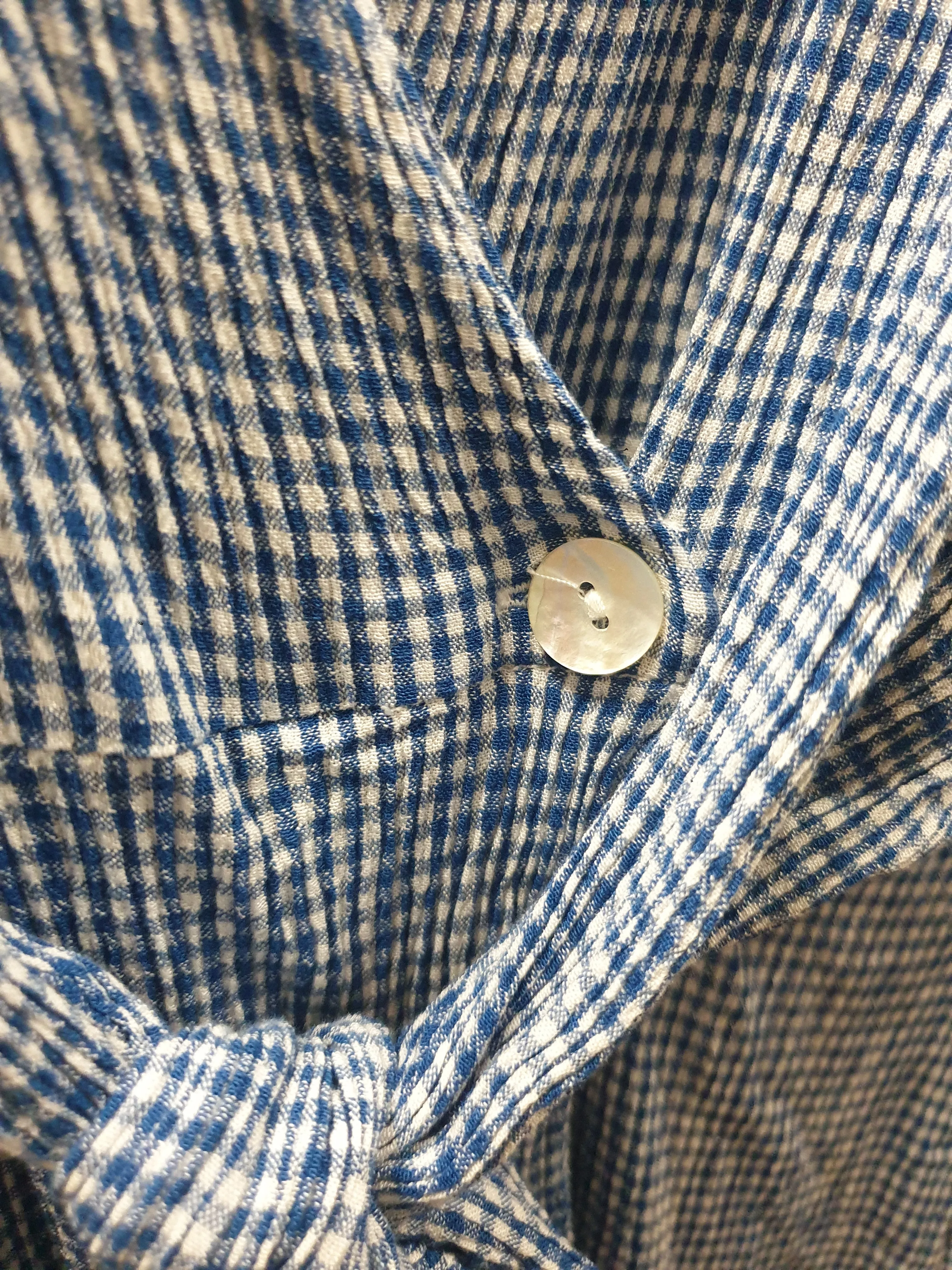 Oysho blue and white gingham half sleeve dress size M