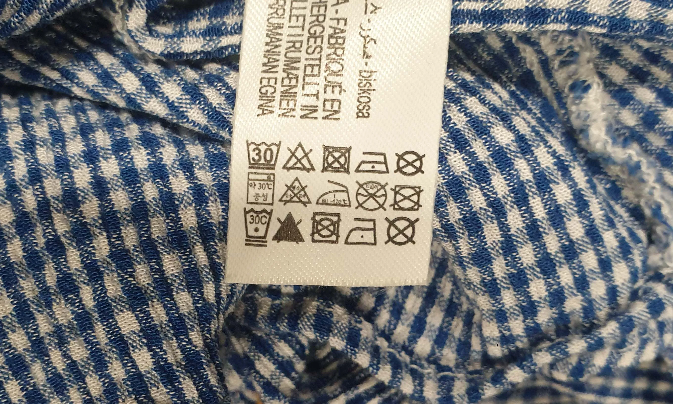 Oysho blue and white gingham half sleeve dress size M