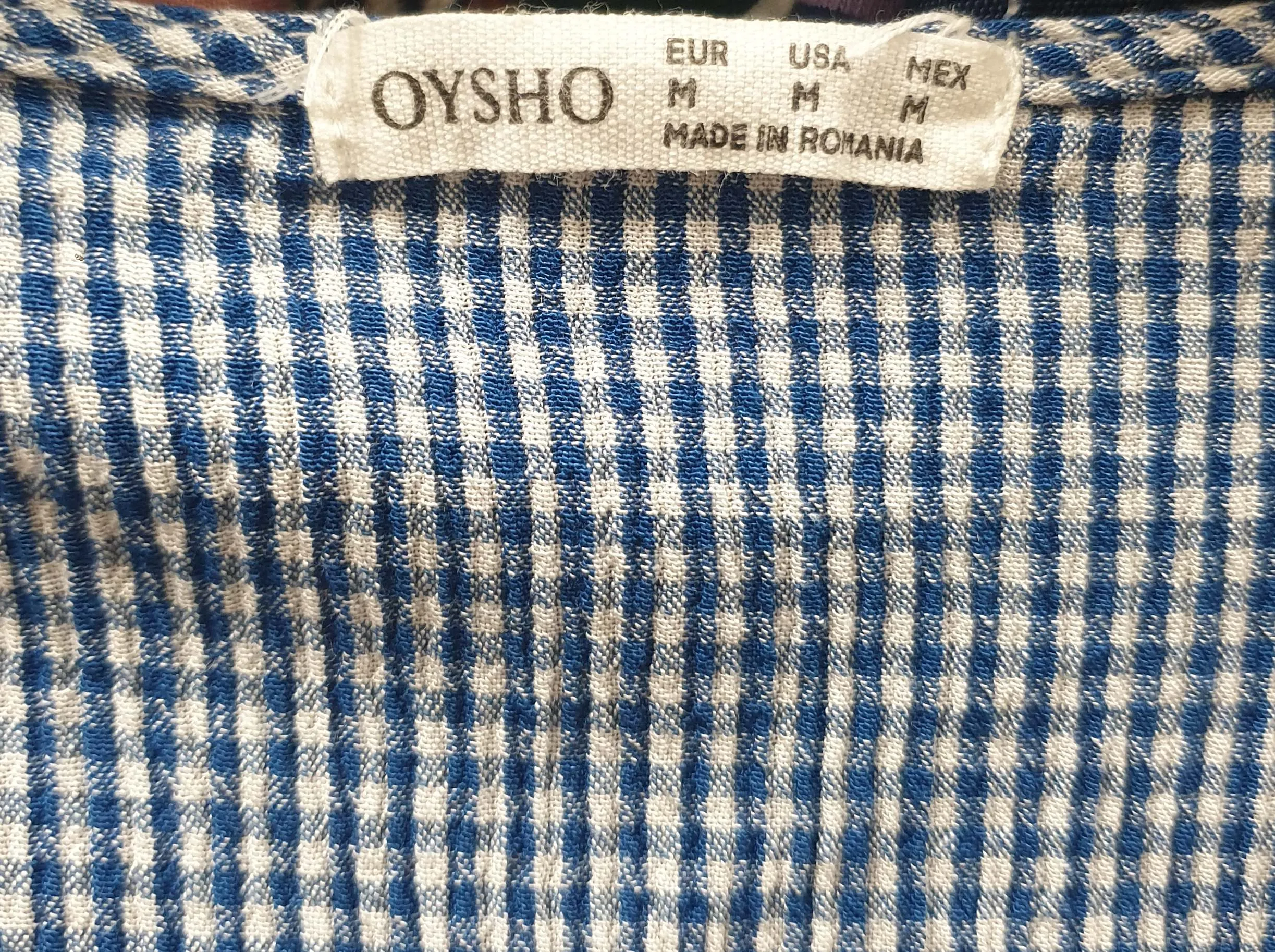 Oysho blue and white gingham half sleeve dress size M