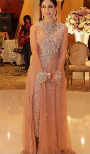 Pakistani Fashion Party Wear In Maxi Style Model# P 1701