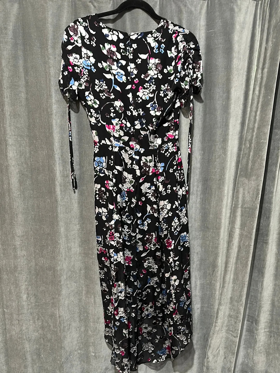 Parker Black Short Sleeve Faux Wrap Maxi Dress