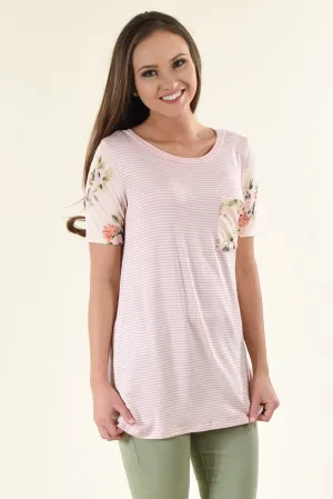 Peach & Pink Floral Pocket Top