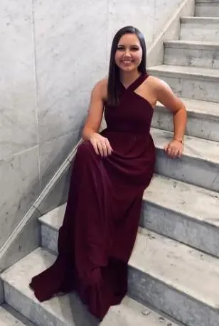 Peach Chiffon Bridesmaid Dresses Long Maxi Dress