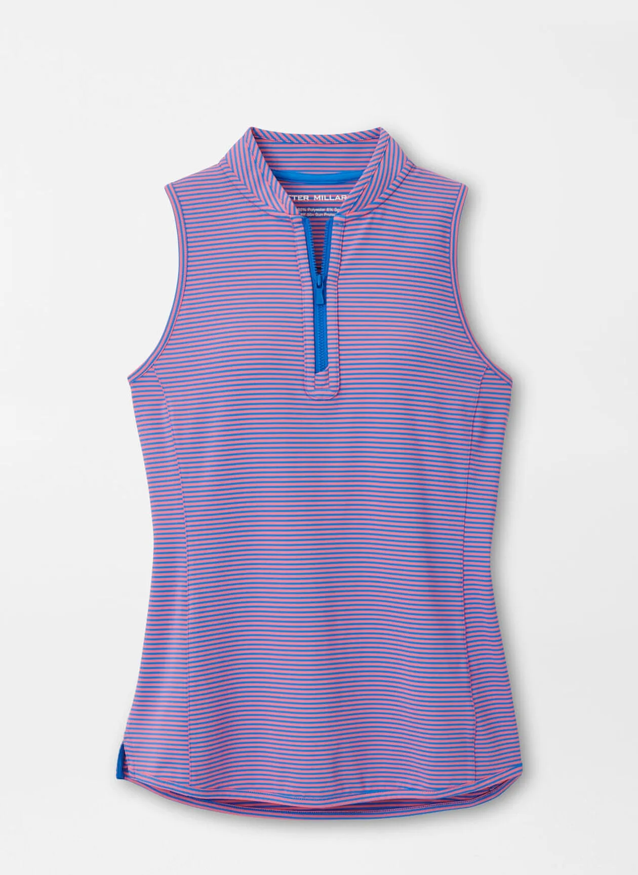 Peter Millar Womens Vista Stripe Shirley Sleeveless Polo - ABACO BLUE/PRIMROSE