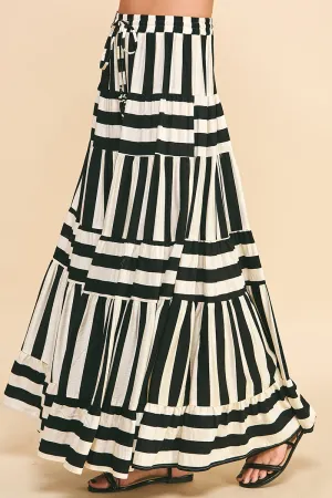 Pinch STRIPE TIERED MAXI SKIRT