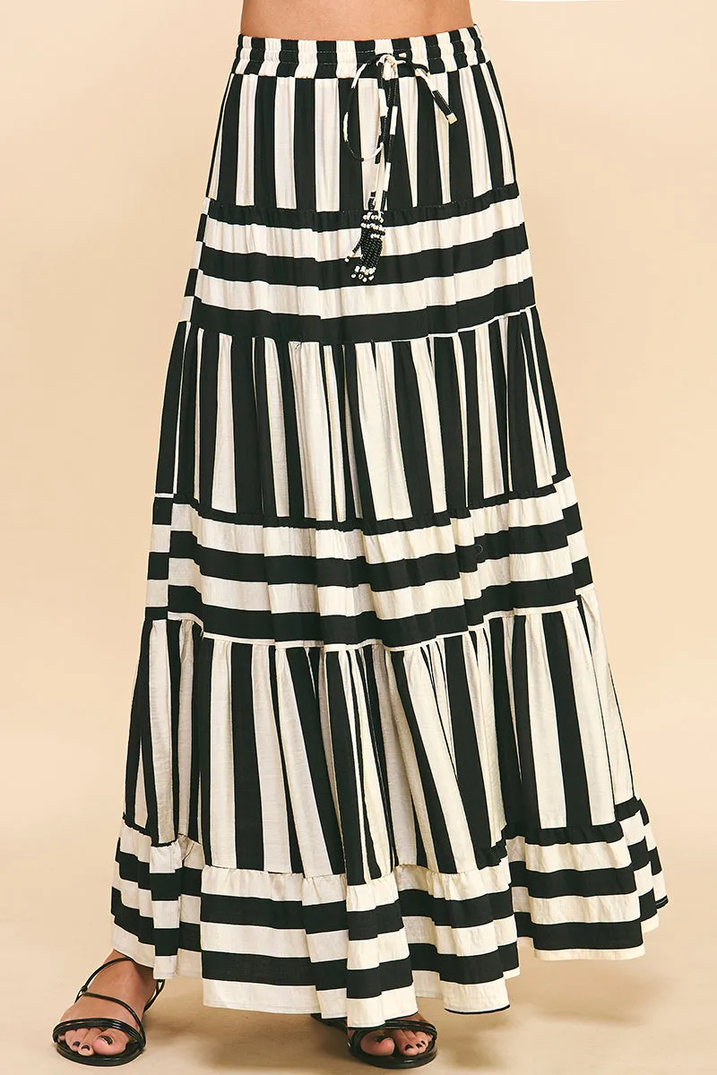 Pinch STRIPE TIERED MAXI SKIRT
