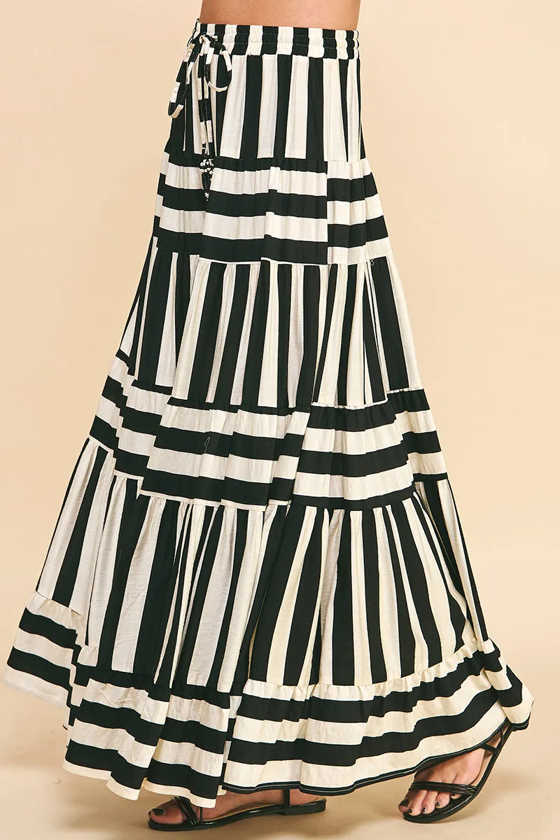 Pinch STRIPE TIERED MAXI SKIRT