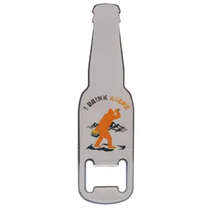 Pine Ridge Bigfoot Sasquatch Beer Shaped Bottle Opener, Rustic Kitchen Accessory Refrigerator Magnetic Bottle Opener, I Drink Alone