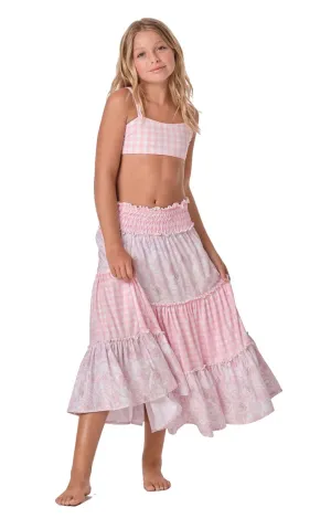 Pink Gingham Just Flow Long Skirt