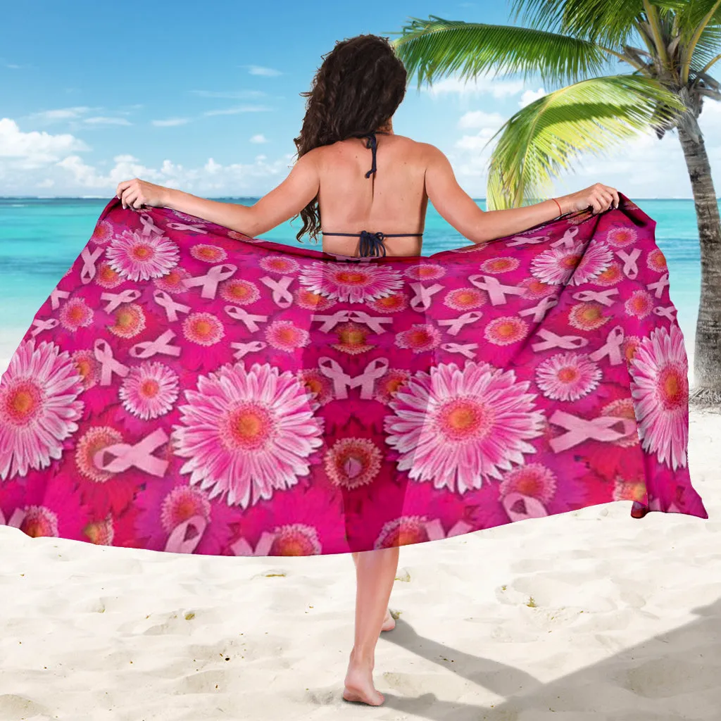 Pink Ribbons and Flowers Sarong