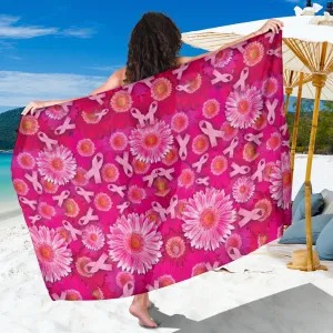 Pink Ribbons and Flowers Sarong
