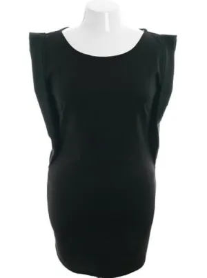 Plus Size Bold Shoulder Sleeveless Black Cocktail Dress