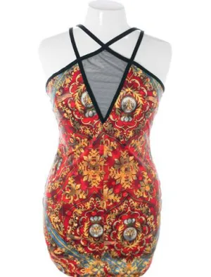 Plus Size Sexy Royal Red Mini Dress
