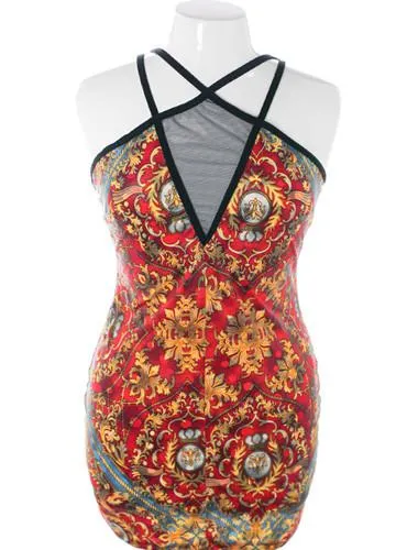 Plus Size Sexy Royal Red Mini Dress