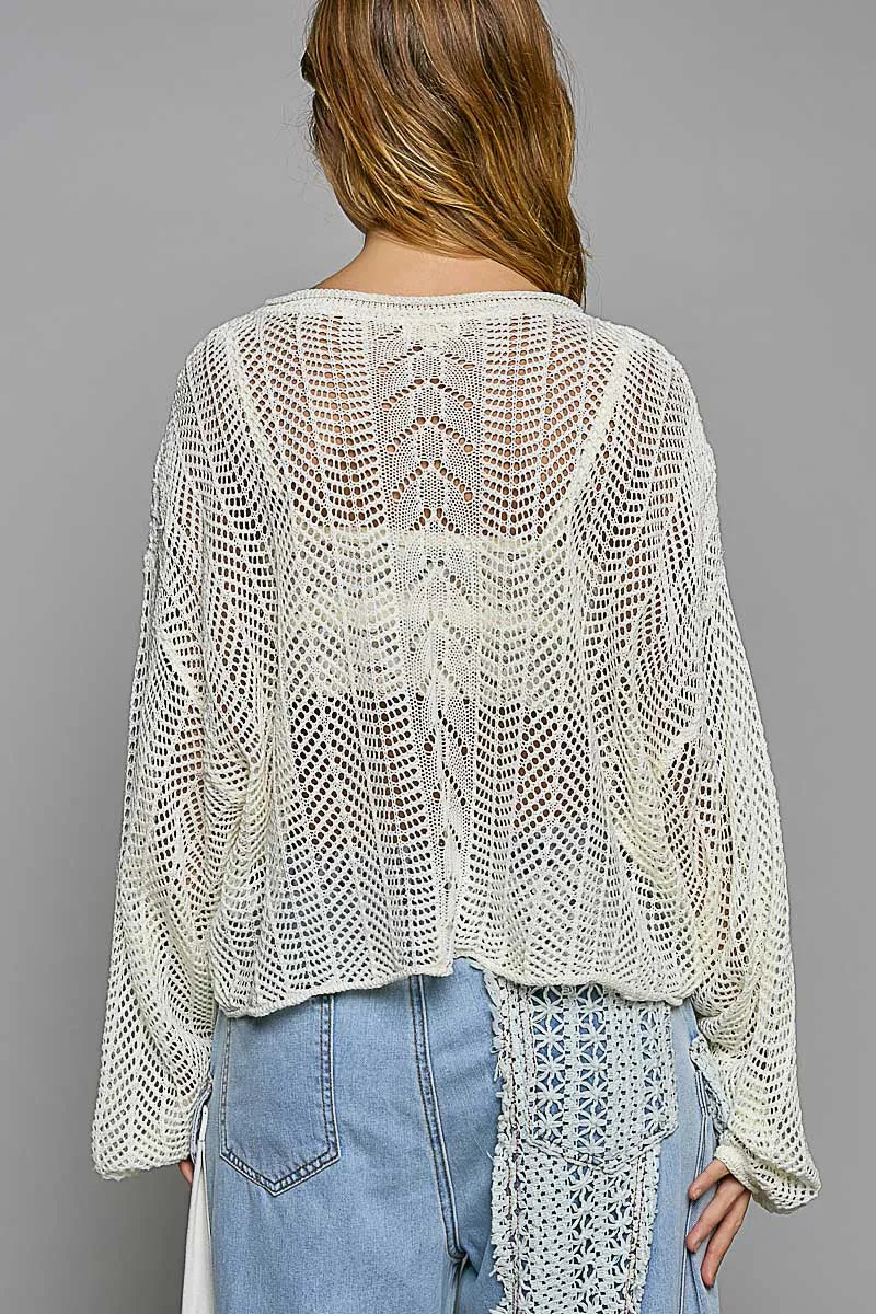 POL Women's Ivory Balloon Sleeve Sweater