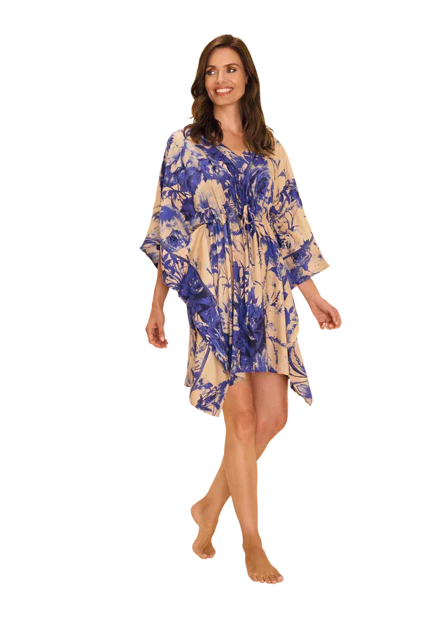 Powder China Blue Blooms Beach Cover Up