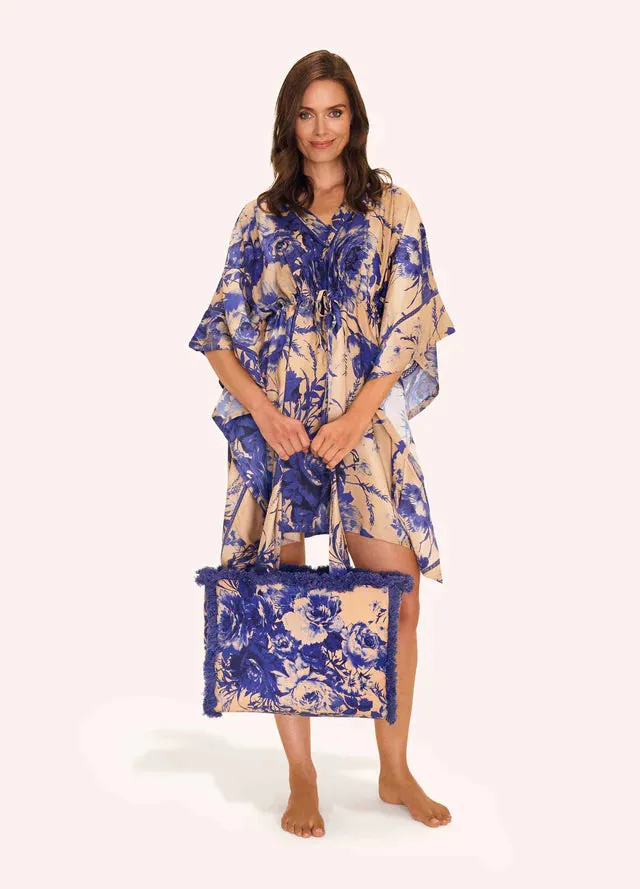 Powder China Blue Blooms Beach Cover Up