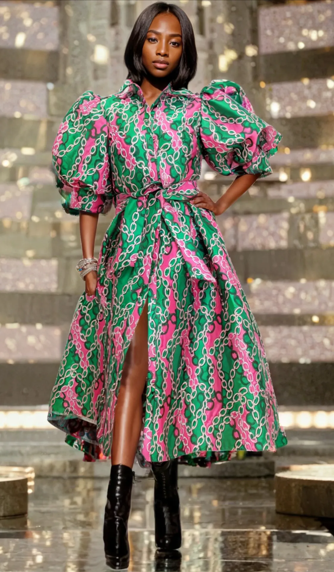 Print Puff Sleeve Dress