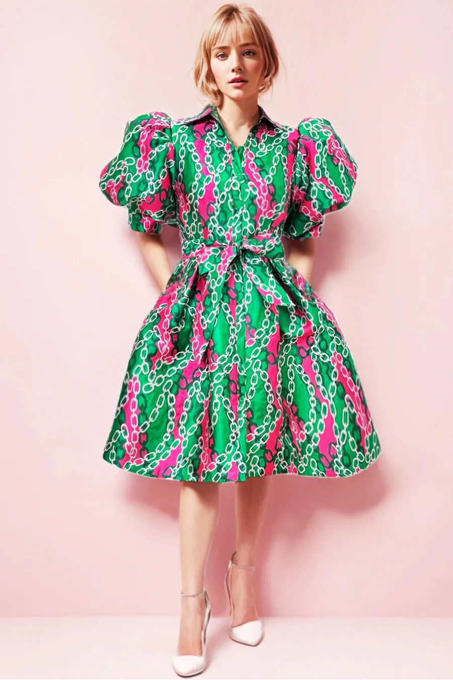 Print Puff Sleeve Dress