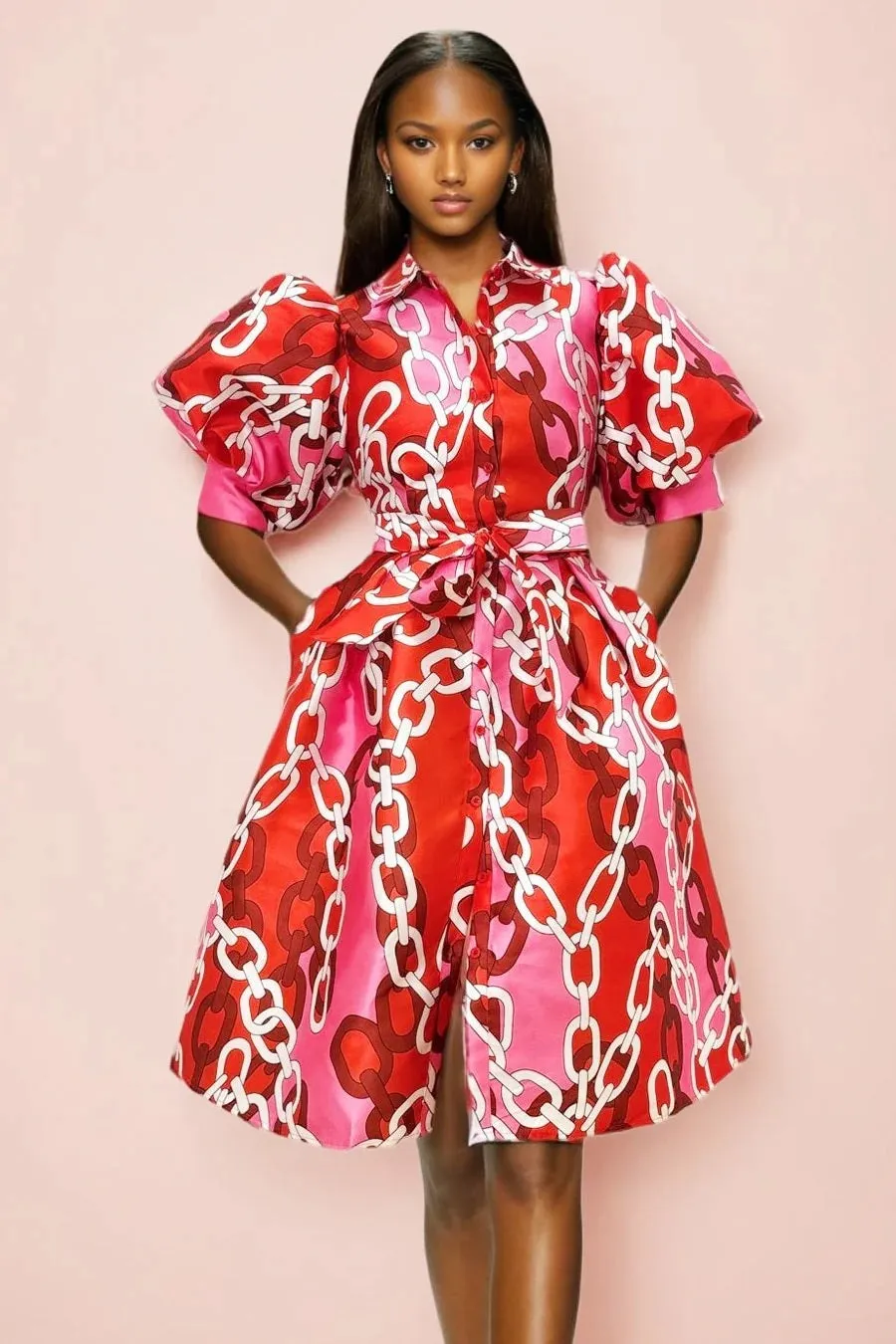 Print Puff Sleeve Dress