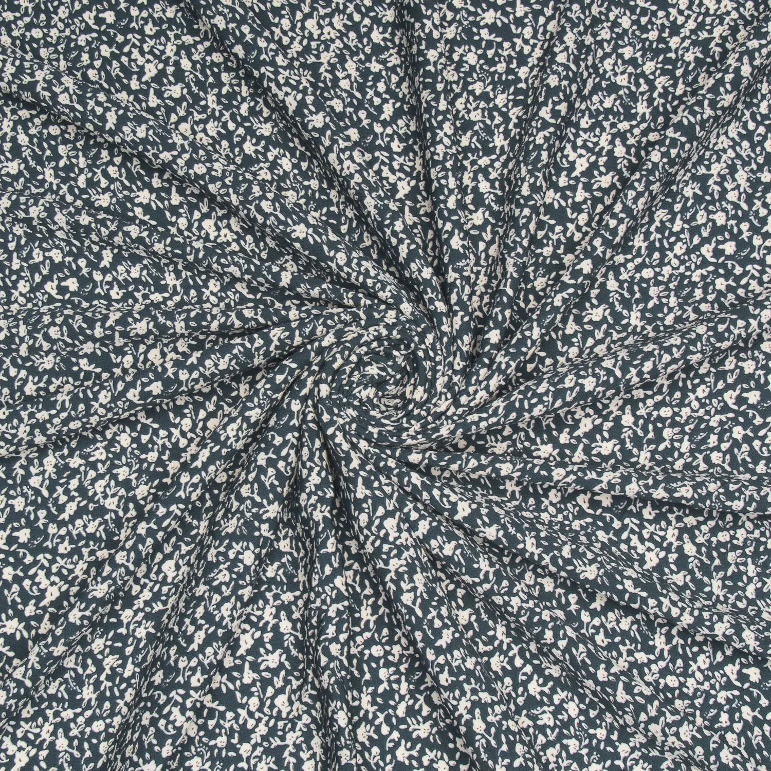Printed Rayon Poplin Floral Indigo
