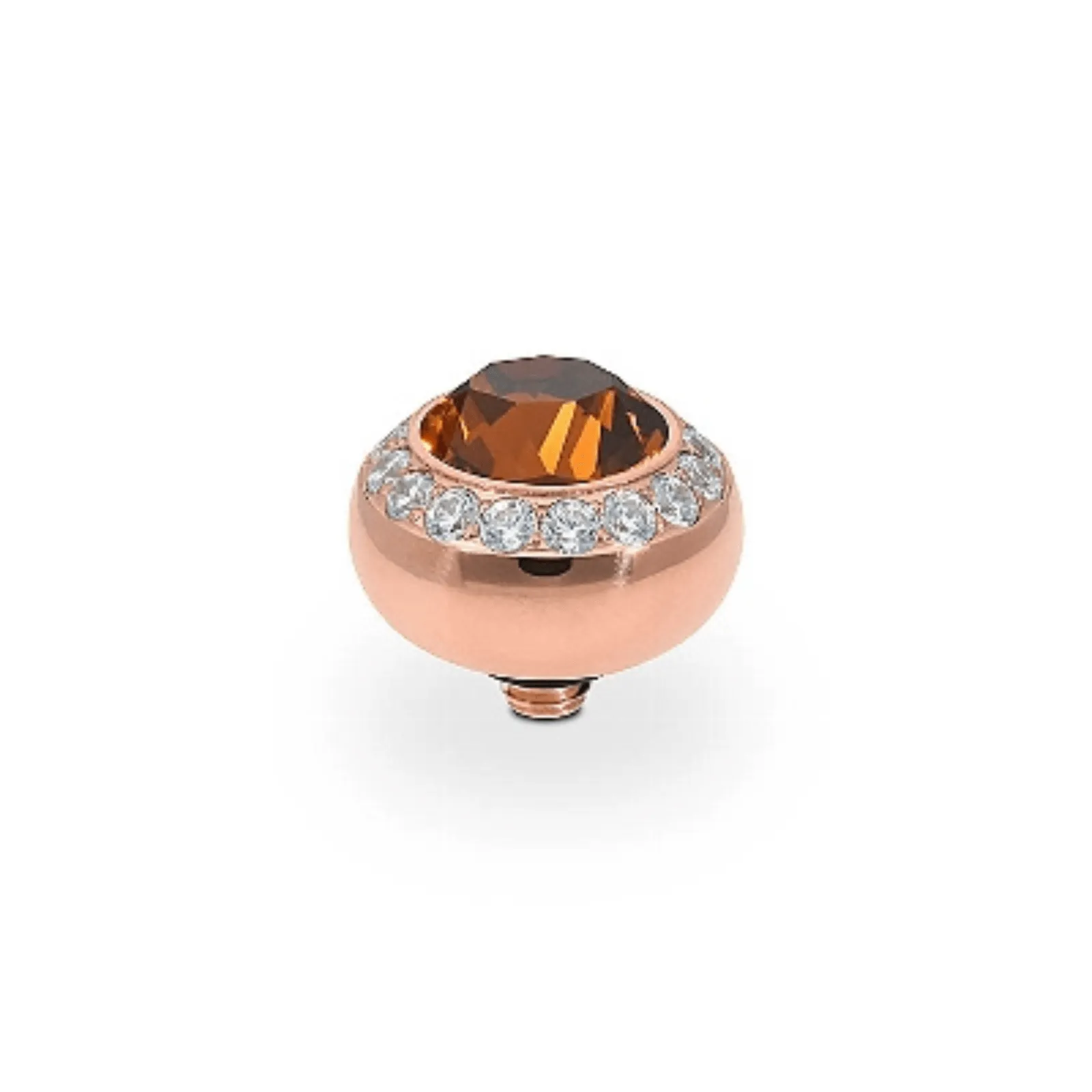 Qudo Tondo Deluxe 10mm Rose Gold Topper - Smoked Topaz