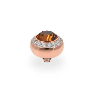 Qudo Tondo Deluxe 10mm Rose Gold Topper - Smoked Topaz