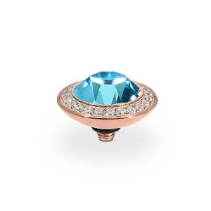 Qudo Tondo Deluxe 13mm Rose Gold Topper - Aquamarine
