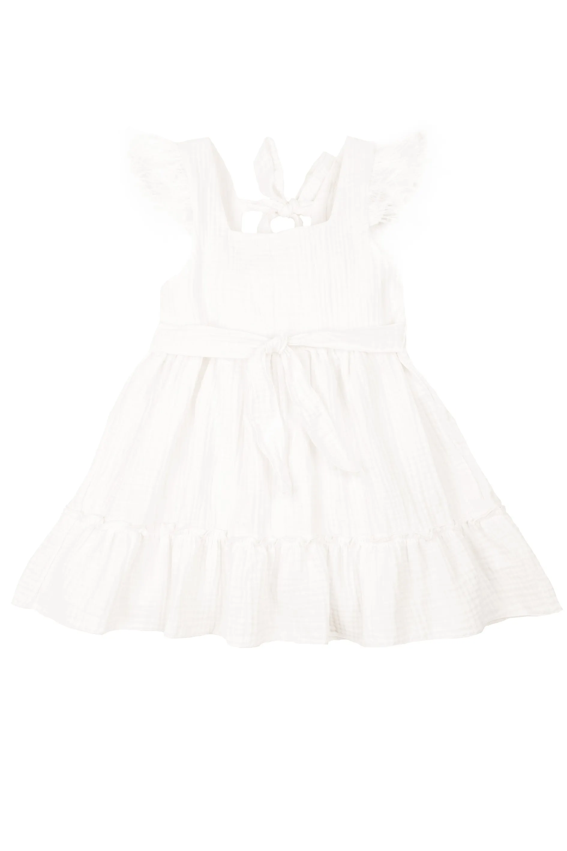 "Akali" Ecru Cheesecloth Feather Dress