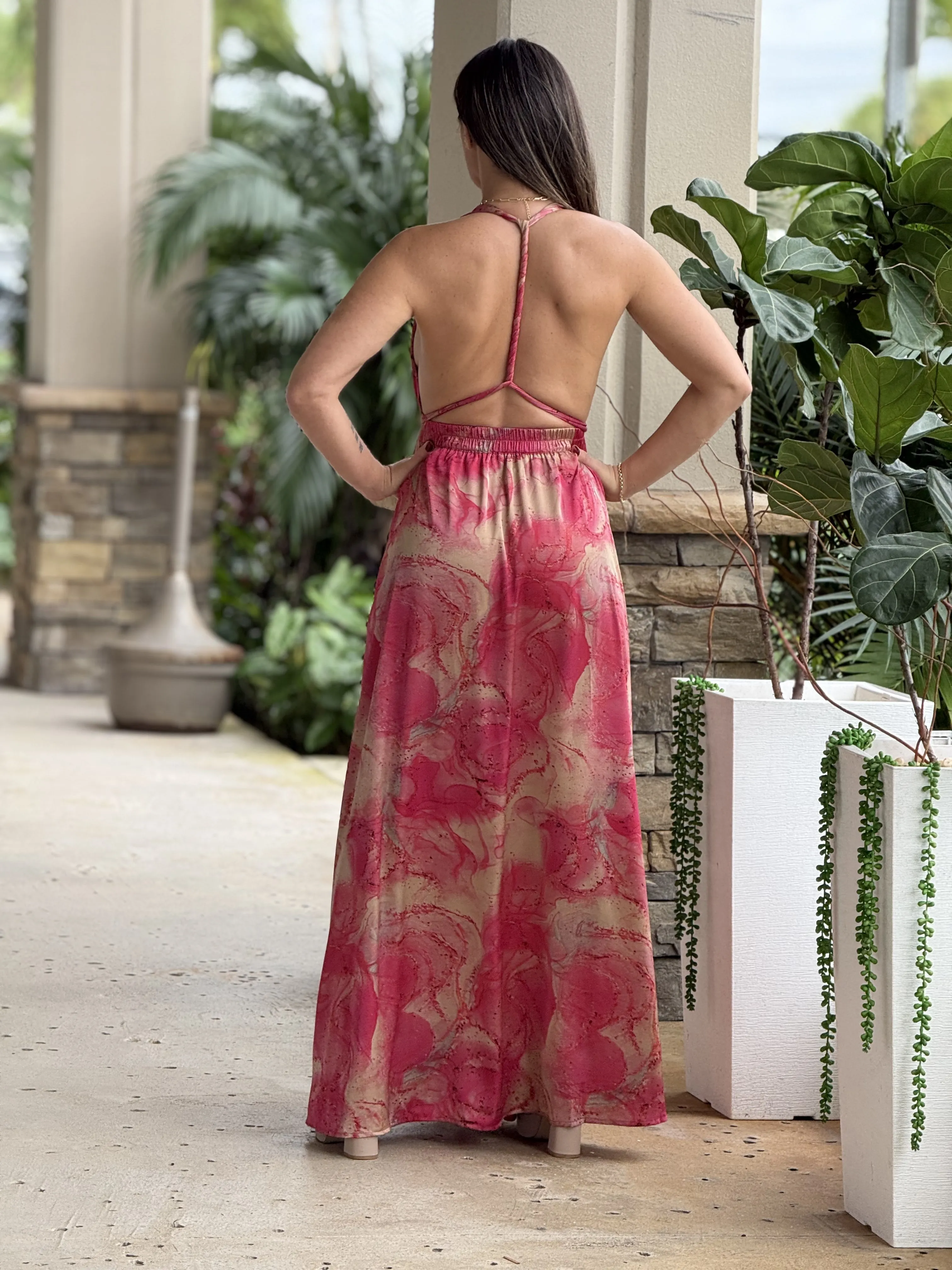 "Autumn" Halter backless Maxi Dress