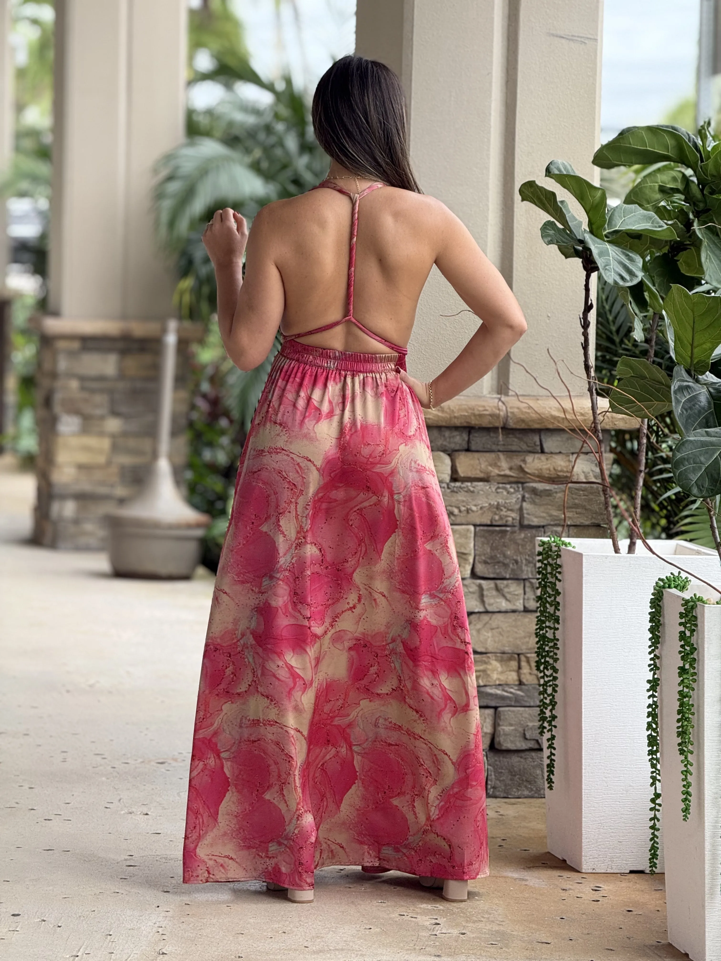 "Autumn" Halter backless Maxi Dress