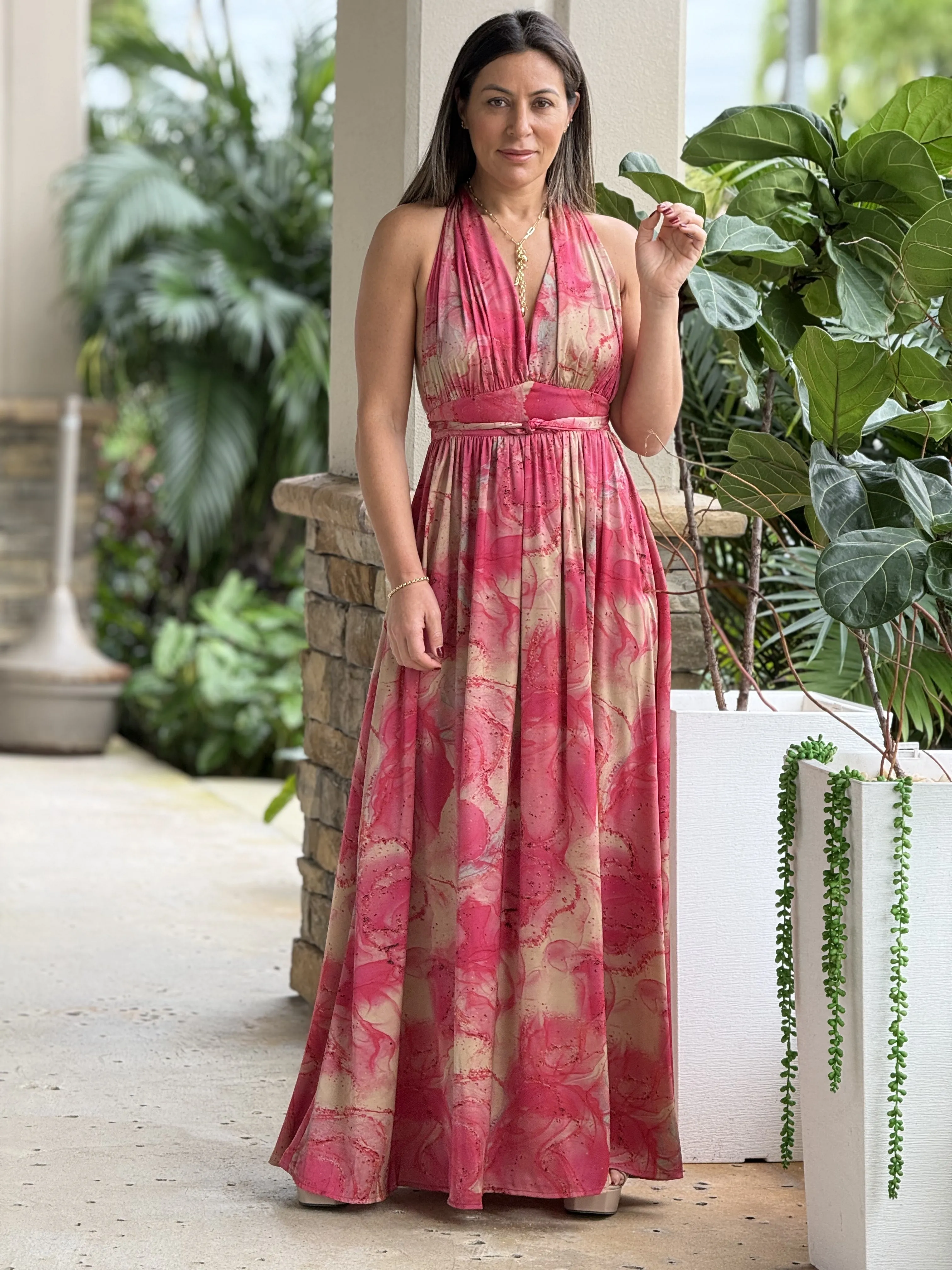 "Autumn" Halter backless Maxi Dress
