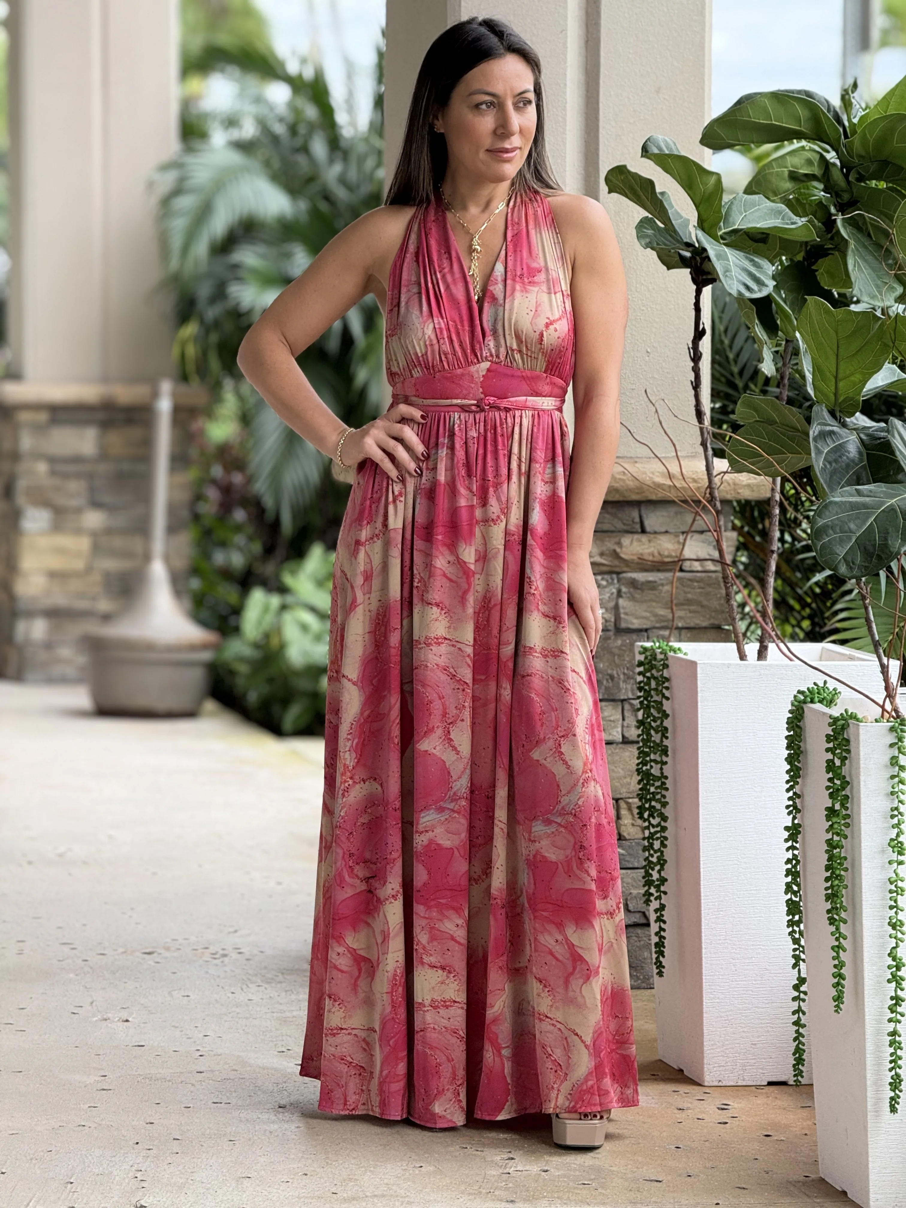 "Autumn" Halter backless Maxi Dress