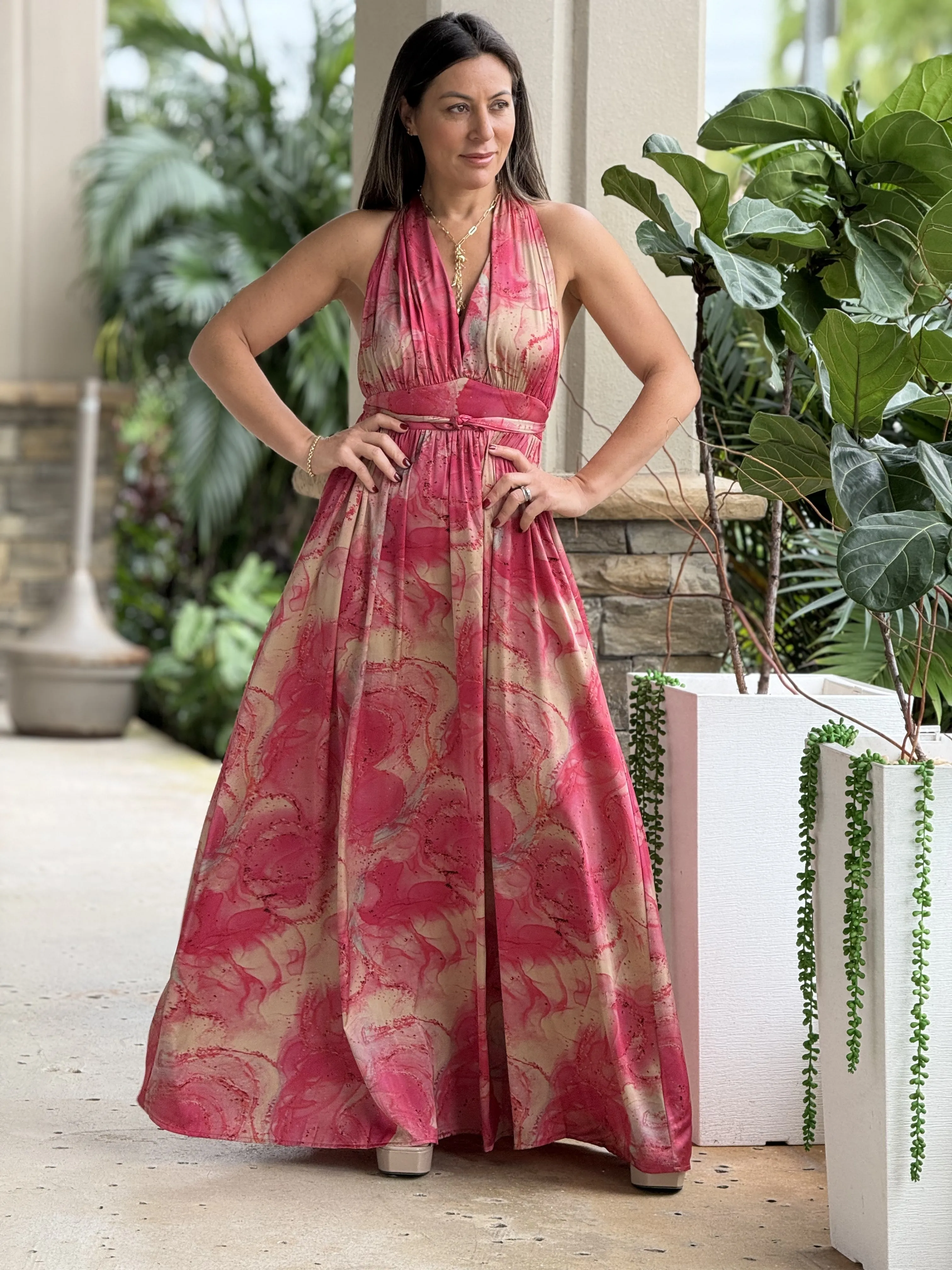 "Autumn" Halter backless Maxi Dress