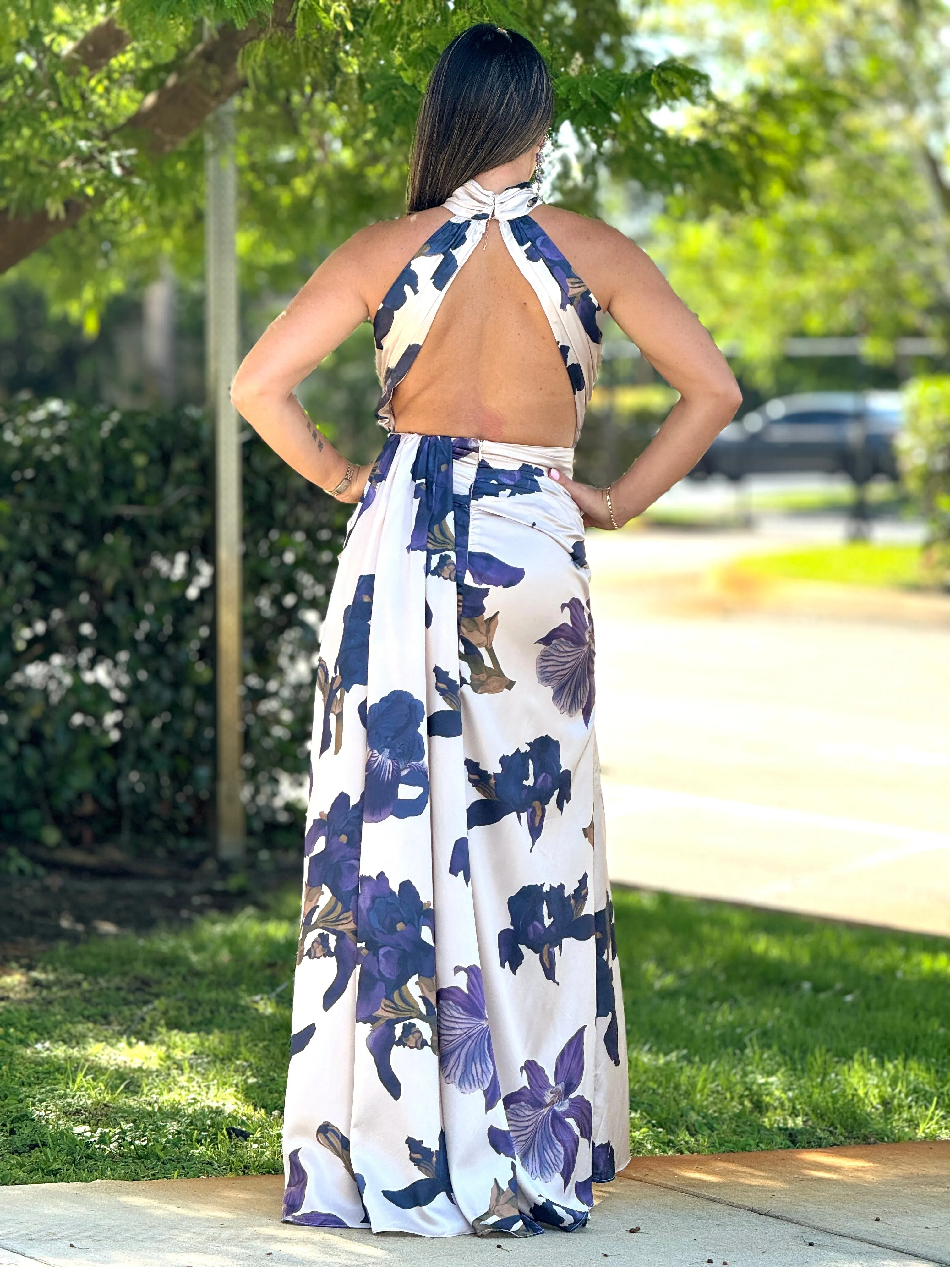 "Layra" Halter Satin Maxi Dress
