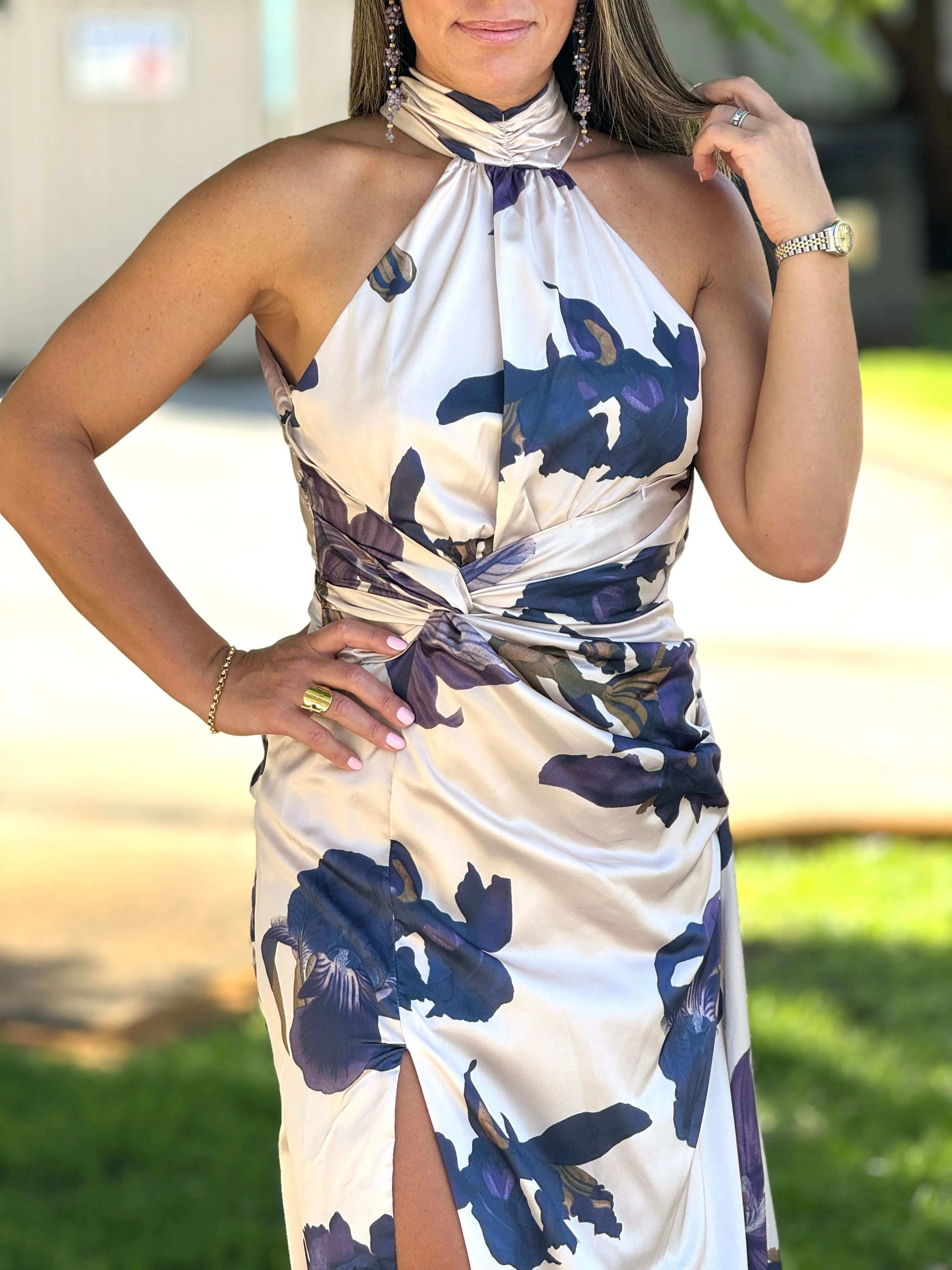 "Layra" Halter Satin Maxi Dress
