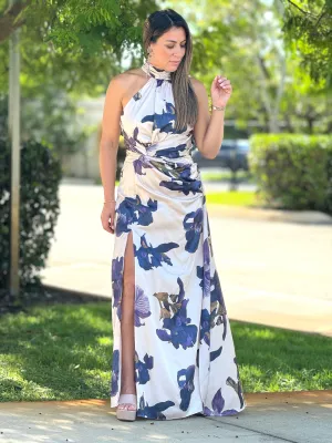 "Layra" Halter Satin Maxi Dress