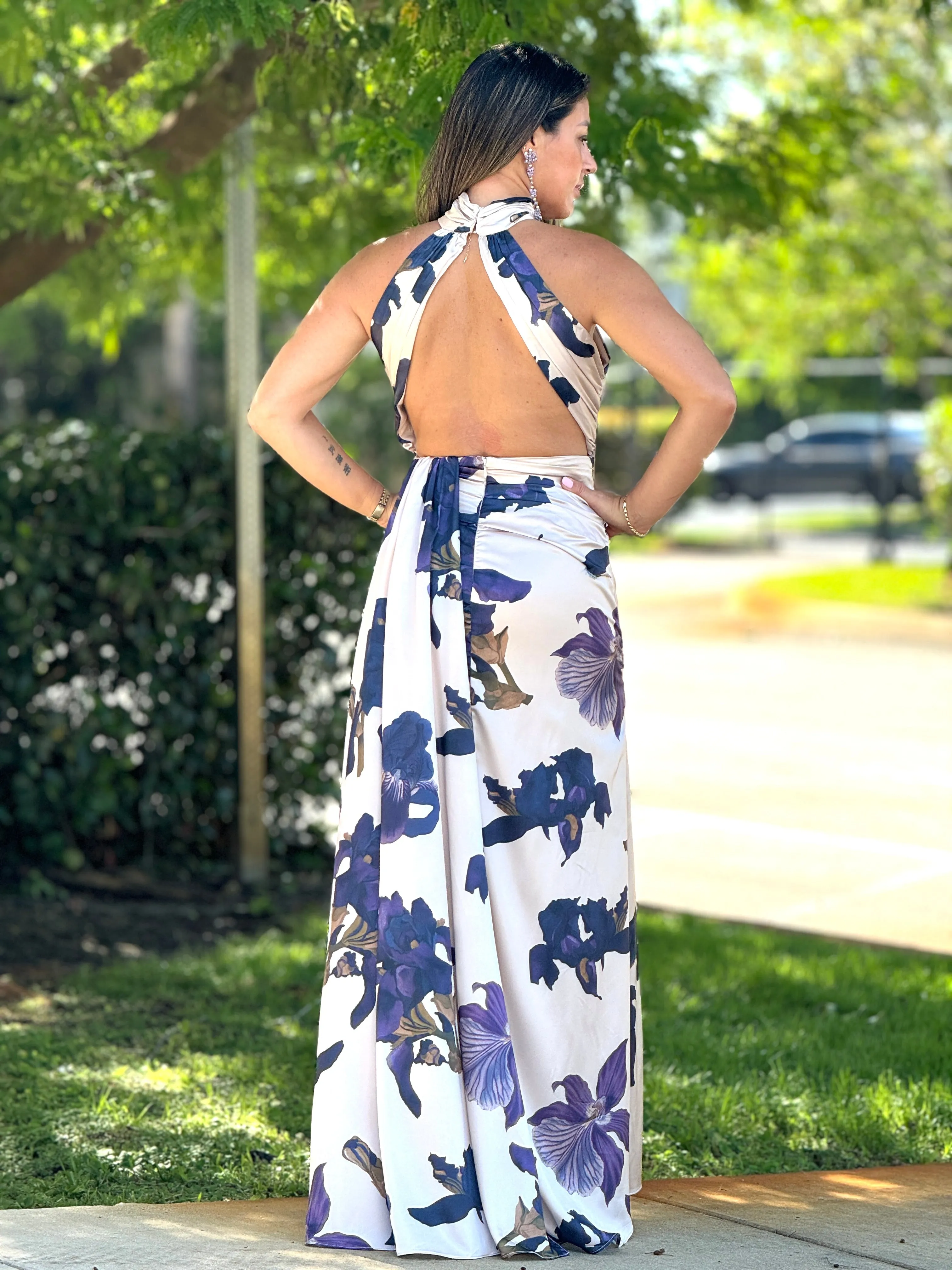 "Layra" Halter Satin Maxi Dress